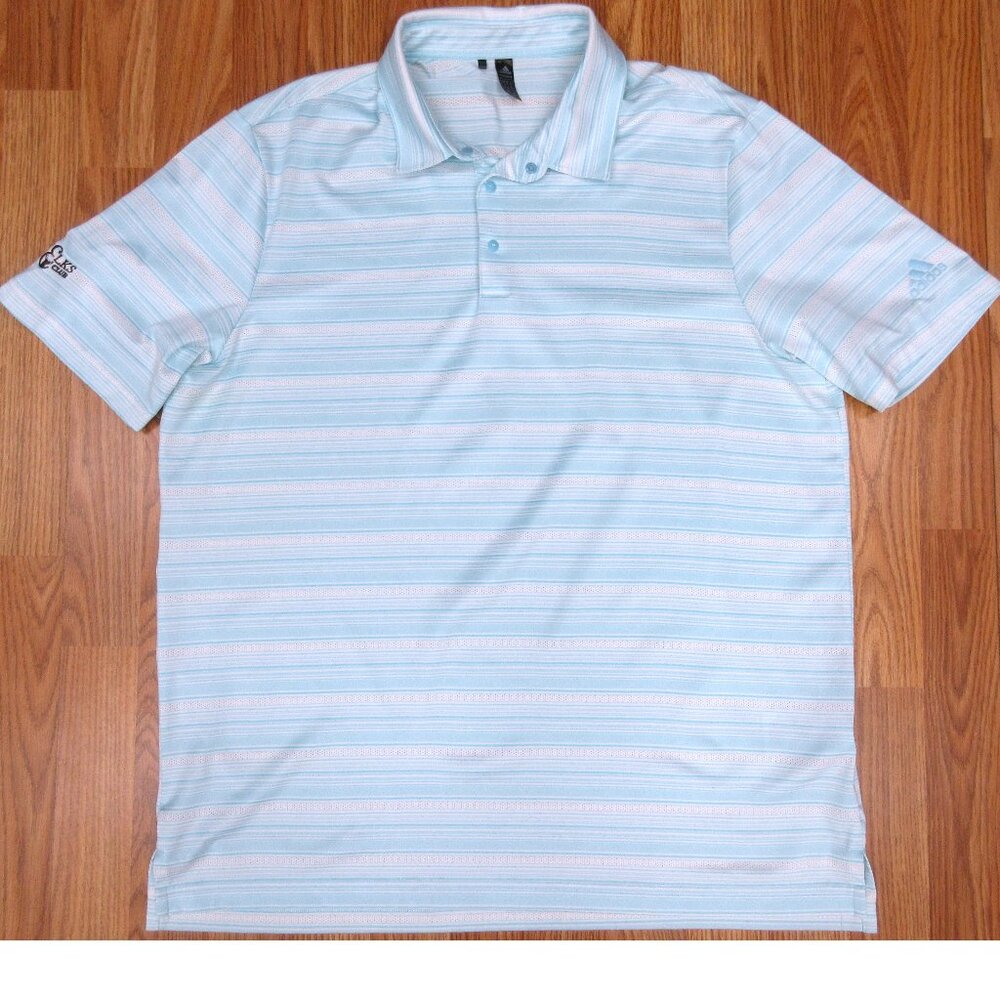 ADIDAS PRIMEGREEN Mens POLY/SPANDEX POLO SHIRT BLUE & WHITE X-LARGE, XL